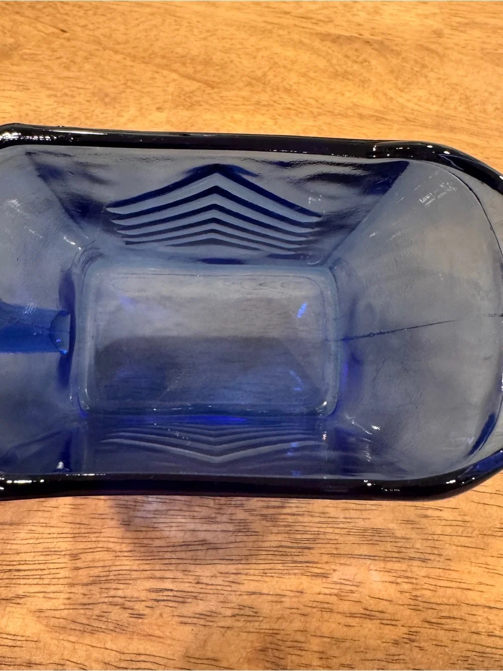 Vintage Hazel-Atlas Chevron Cobalt Blue Mini Glass Pitcher
